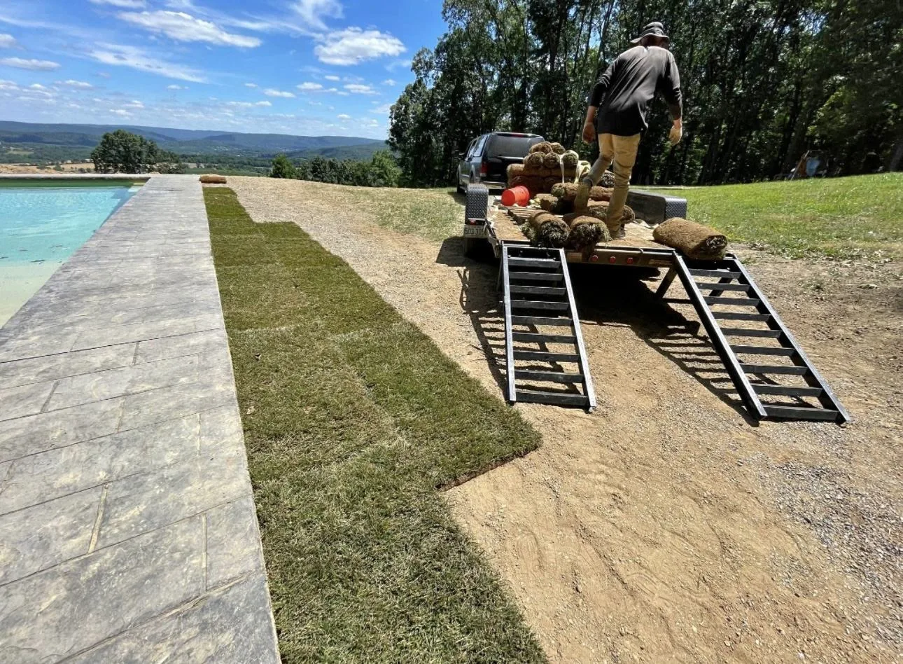 Fresh sod installed on a residential property by Actaeon